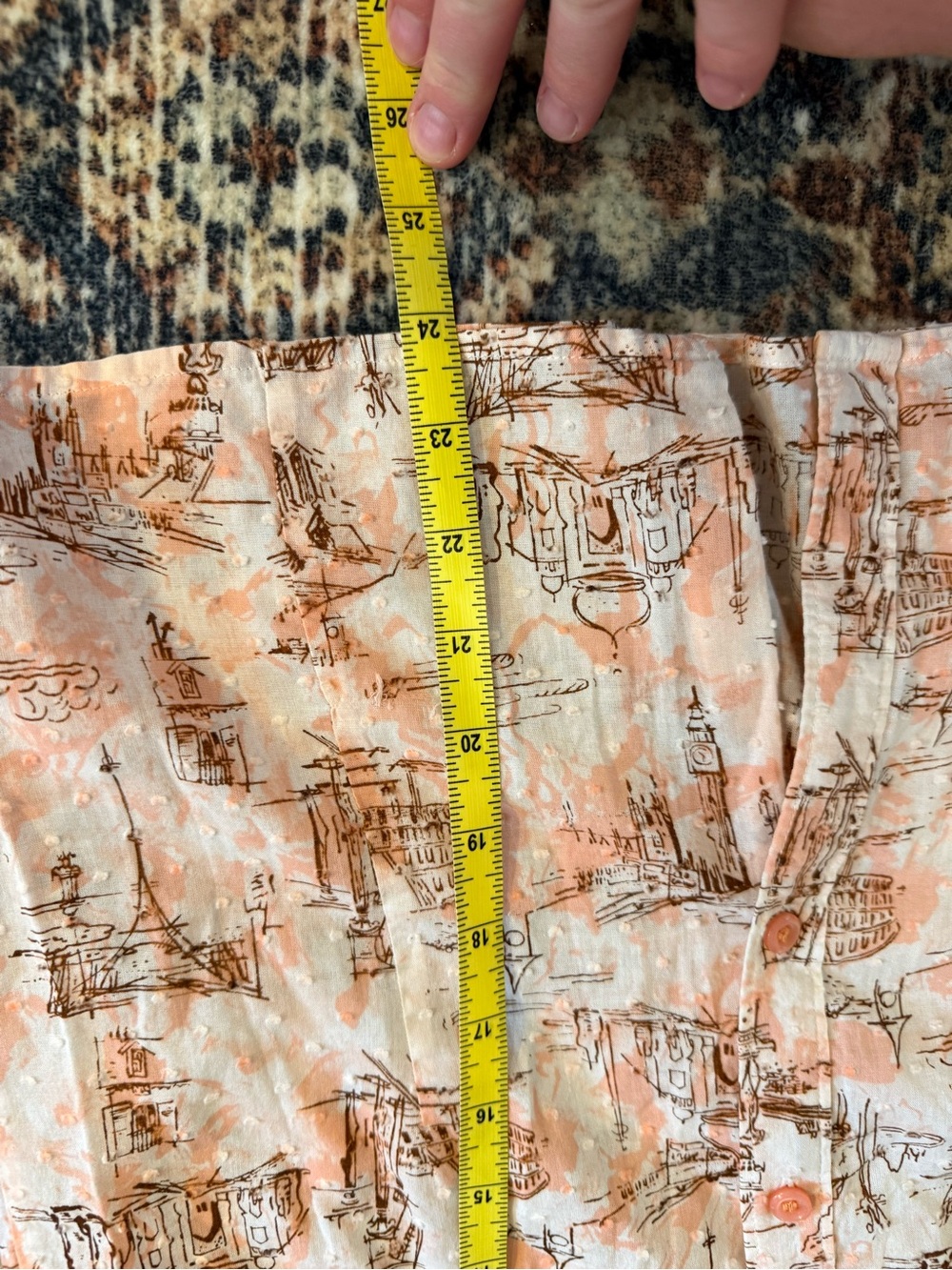 Odille Peach Printed Button-Down Shirt - Picture 3 of 7